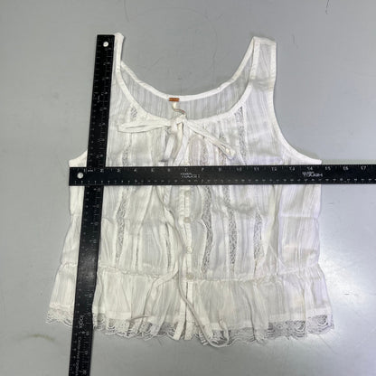 FREE PEOPLE 100% Cotton Alana Lace Tank  Women's Sz XS Clean Ivory 98240930