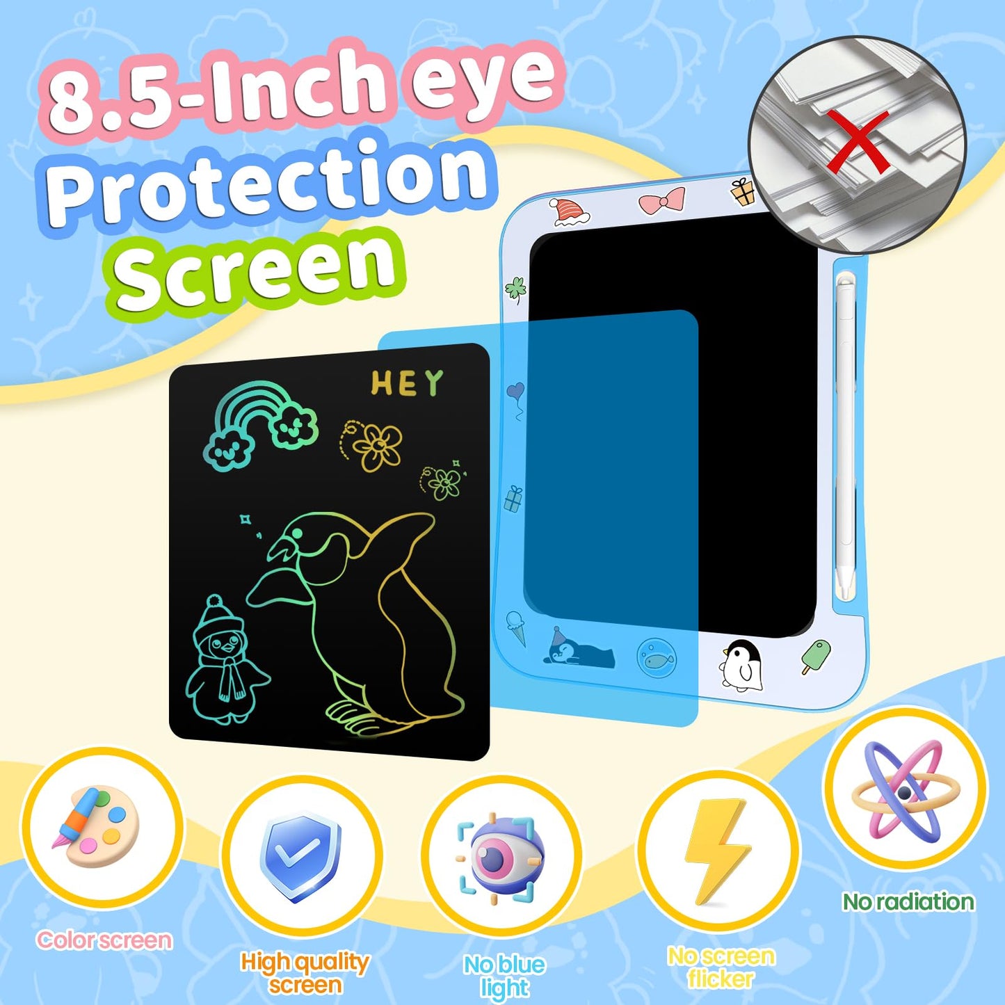 Genialba 2 Pack LCD Writing Tablet Kids Colorful Screen Pink & Blue