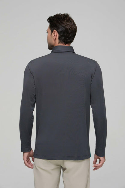 YAMXDM Mens Long Sleeve Golf Polo Shirt Moisture Wicking Light Green Size L