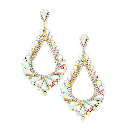 Oversized Cut Out Cluster Vine Accented Teardrop Earrings